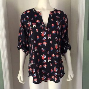 Navy blue v neck blouse